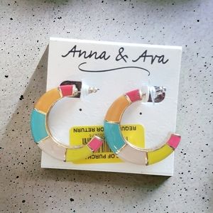 Anna and Ava Colorblock Enamel Hoop Earrings, Pastels/Brights,EUC, Spring Summer